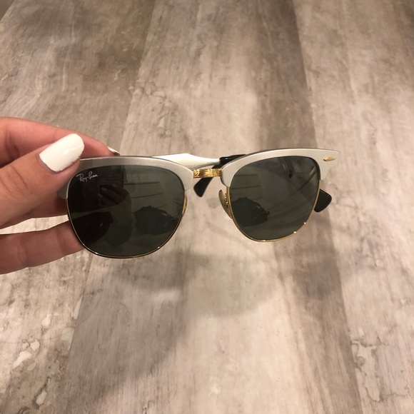 Ray Ban Silver and Gold Clubmaster Sunglasses